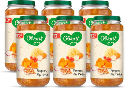 Olvarit Babymaaltijd 12+ Maanden – Pompoen Kip Pasta – 6 x 250g