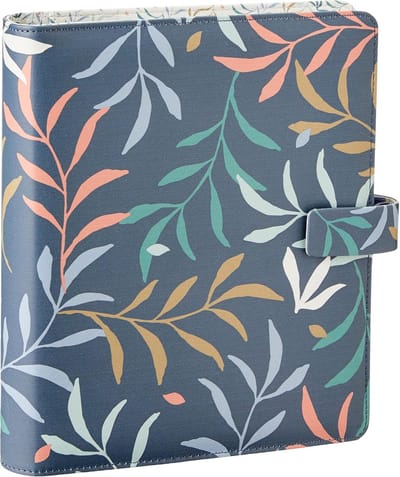 A5 Botanische Organizer Blauw - Weekagenda en Ongedateerde Papieren - Glad Afdekmateriaal met Bandsluiting