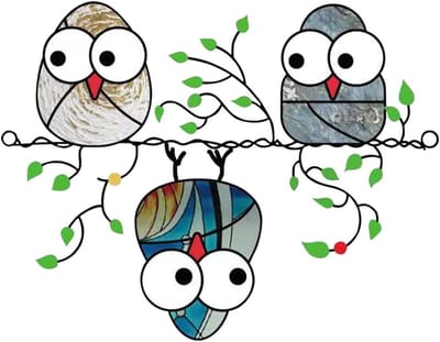 Multikleurige Uilen Raamdecoratie Suncatchers Paneel voor Wandversiering in Huis en Tuin, Perfect als Cadeau