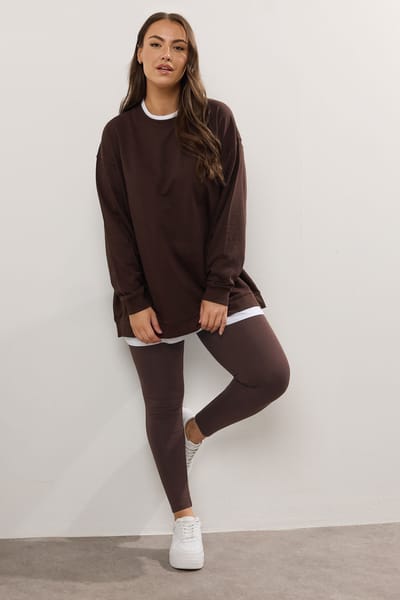 Yours Legging Van Katoenmix In Chocoladebruin Size 42