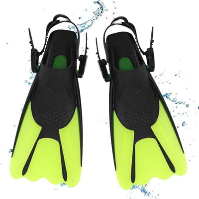 Unisex zwem- en snorkelvinnen, verstelbare open hiel vinnen voor kinderen en volwassenen, ideaal voor duiken en snorkelen, groen