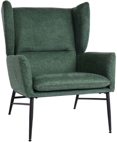 Loungefauteuil MCW-L62, oorfauteuil cocktailfauteuil fauteuil gestoffeerde fauteuil, stof/textiel metaal ~ groen