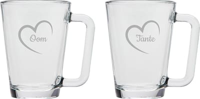 Gegraveerde theeglas 26cl Tante & Oom met hartje