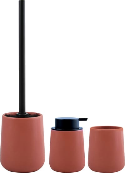 MSV Toiletborstel in houder - zeeppompje - beker - badkamer set Malmo - keramiek - terracotta