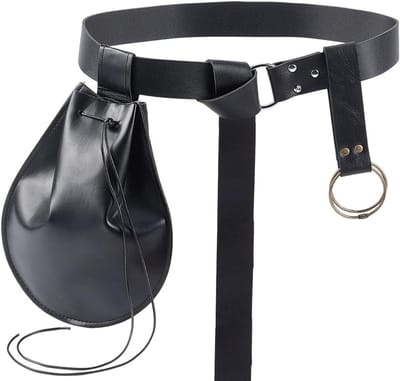 Dailygoods - 3 STKS Middeleeuwse PU Lederen Riem Pouch Set Renaissance Zwart Lederen Tailleband met Heuptas Rok Wandeling Vintage Middeleeuwen Viking Piraat Side Pack Coin Dobbelstenen Portemonnee voor