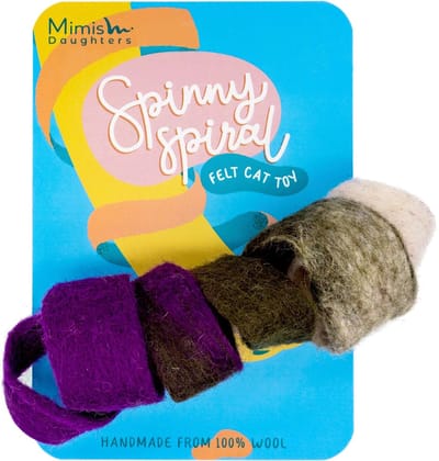 Mimis Daughters Spinny Spiral - Kattenspeelgoed - Kattenspeeltje - Stimuleert het jachtinstict - 100% Viltwol - Paars