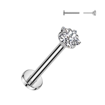Piercing titanium push in ster 0.8X8x3 - zilver - LMPiercings