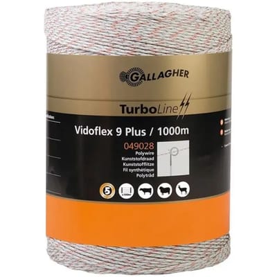 Gallagher Vidoflex 9 TurboLine Plus wit (1000 meter) - Maximale stroomgeleiding voor grote afrasteringen