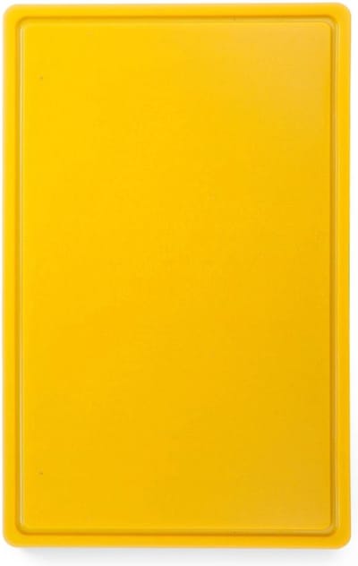 HENDI Gele HACCP snijplank – dubbelzijdig – sapgeul – 530x325 mm
