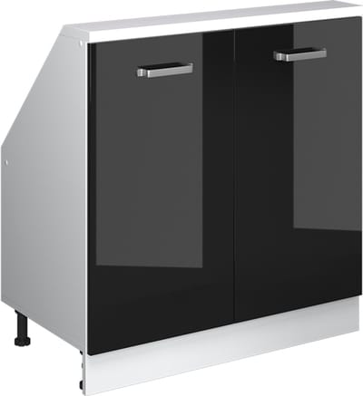 Vicco Rion Kast voor schuine wand – met 2 deuren Zwart hoogglans/wit