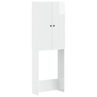 vidaXL - Toiletkast - EDE - Hoogglans - Wit - 66 - x - 25,5 - x - 190 - cm - Bewerkt - hout