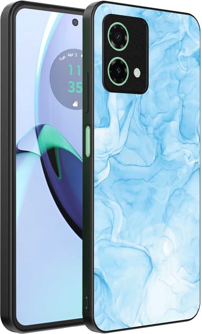 Geschikt voor Motorola Moto G84 Telefoonhoesje met marmer opdruk - TPU backcover case marble design - Lichtblauw - Smartphonica geschikt voor Motorola Moto G84