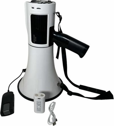 Megafoon 85W Bluetooth – Opnamefunctie, Sirene, MP3, USB – Oplaadbaar