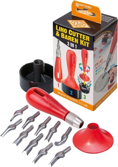 Lino Snijset - Snijgereedschap Set - Linoleum Bewerking - Tien Snijstijlen - 13.7 x 6.5 cm - Multi-Kleur