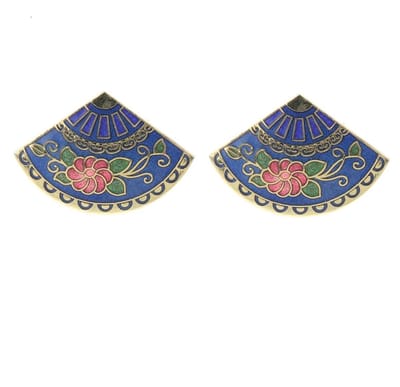 Behave - Oorstekers dames - bloemmotief - blauw - 2,5 cm