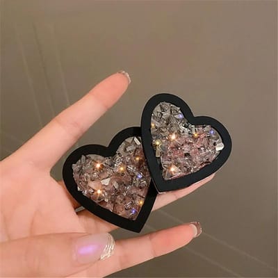 Vintage Hyperbool Onregelmatig Glas Zwart Hartvormige Stud Oorbellen Voor Vrouw Luxe Feest Ongebruikelijke Oorbellen Mode Cadeau