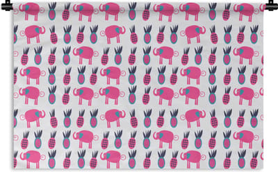 Wandkleed - Wanddoek - Ananas - Olifant - Design - 180x120 cm - Wandtapijt