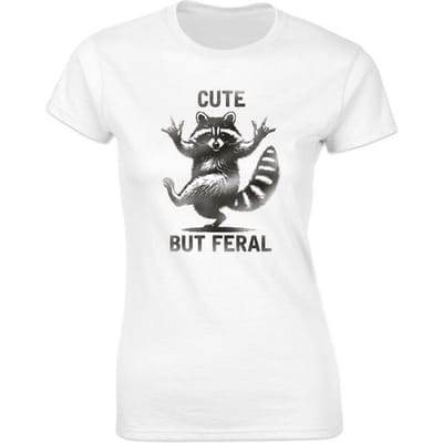 Goodie Two Sleeves - Fun T-shirt - Cute, but feral - S tot XXL - voor Vrouwen - wit