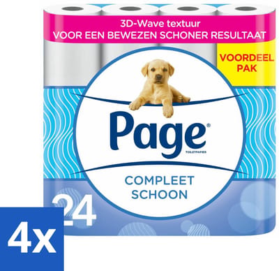 4 x Page Toiletpapier Compleet Schoon 2-laags 24 stuks per verpakking - Toiletpapier - 2-laags Toiletpapier - 3D Wave™ - Katoen - Hygiëne