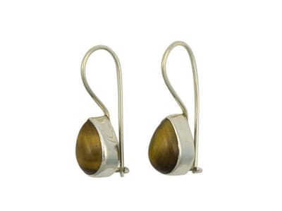Zilveren oorbellen met sluiting Tijgeroog 925 zilver
