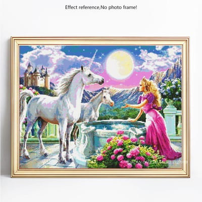 Peinture diamant ronde complète, motif animal, cheval et femme, broderie, vente, image, strass, diamant 20X30 gray