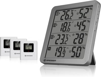 Thermo Hygrometer Set met 3 Draadloze Sensoren voor Temperatuur en Vochtigheid