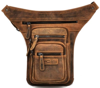 Hillburry Leren Beentas / Heuptas / Crossbody - Super Universele Leren Tas - Buffelleer - (bxhxd) ca. 20cm x 30cm x 8cm