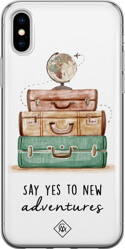 Casimoda® hoesje - Geschikt voor iPhone Xs Max - Wanderlust - Siliconen/TPU telefoonhoesje - Backcover - Tekst - Multi