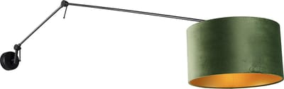 QAZQA blitz - Moderne Wandlamp met kap voor binnen - 1 lichts - D 35 cm - Zwart Goud - Woonkamer | Slaapkamer | Keuken