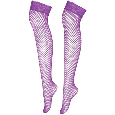 Sexy Visnet Kousen Dames Zomer Dun Transparant Mesh Dijhoog Kousen Elasticiteit Boven de Knie Nylon Kous One Size paars