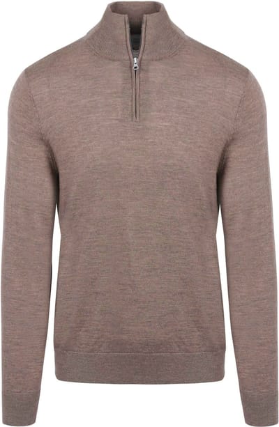 King Essentials The Michael Half Zip Pull Merino Bruin - Maat XXL - Heren - Pullovers