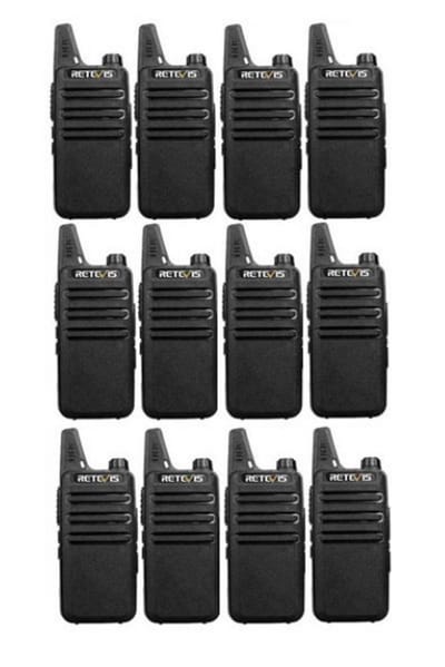 Set van 12 Retevis RT622 vergunning vrije UHF mini portofoons PMR446