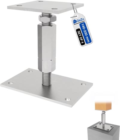 GEZU IMPEX Paalhouder Hoogte Verstelbare Gegalvaniseerd Set van 4 80 x 80 mm paaldragers paalsteun paalvoet