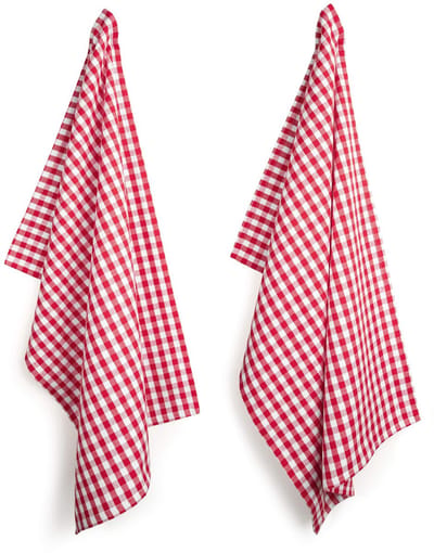 Allecto - Theedoeken - Keukendoeken 8-pack - Rood/Wit Geruit - 100
