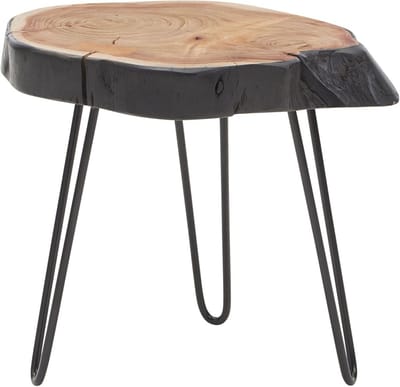 Bijzettafel Massief Hout - Boomrand Tafel - Woonkamer Decoratie - Uniek Handgemaakt - 40x40x32cm - Acacia Bruin