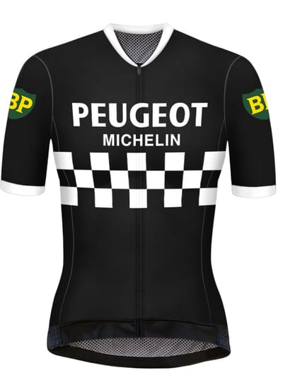 Retro Dames Wielershirt Peugeot Zwart/Wit - REDTED - S