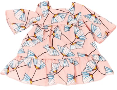 Götz Poppenkleding Lichtroze Jurk met Bloemen 46 - 50 cm