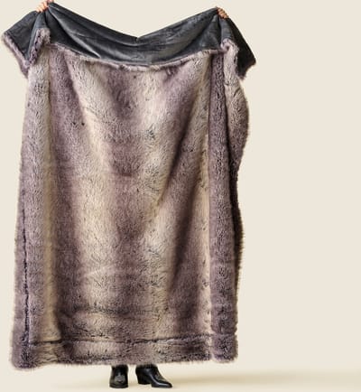 Plaids Cocooning - fleece deken - plaid - Fausse Fourrure Fjord - Grijs en Wit - Superzachte fleece - 200 cm x 150 cm