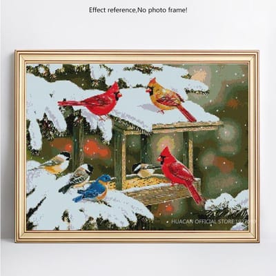 Peinture Diamant Animal Oiseau Hiver Arbre Mosaïque Strass Broderie Diamant 20X30CM gray