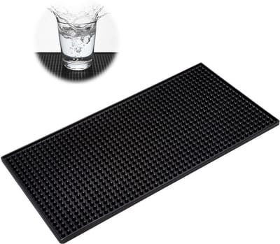 Dailygoods- Afdruipmat Antislip 30 x 15 cm - Barmat - Keukenmat - Sneldrogend - Zwart - Geschikt voor koffiehoeken en bars