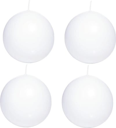 Trend Candles Bolkaars glad - 4x - wit - 7 cm - 16 branduren - ronde kaarsen