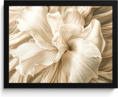 Poster in lijst - Fotolijst 40x30 cm - Posters - Abstract - Beige - Bloemen - Natuur - Posterlijst zwart - Decoratie - Wanddecoratie woonkamer - Muurdecoratie slaapkamer