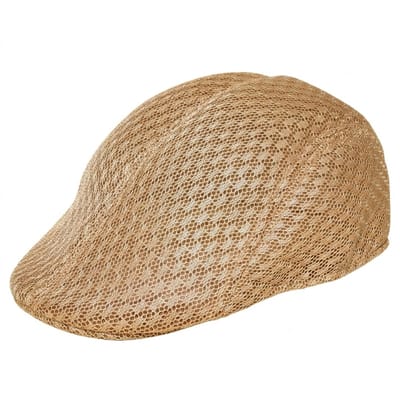 Khaki mesh flat cap heren en dames – ademende retro pet met lichtgewicht design – Koreaanse stijl forward cap met gebogen vorm voor outdoor en dagelijks gebruik