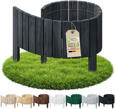 Floranica Flexibele tuinrand 10 x 100 cm antraciet gazonrand tuinomranding houten tuinhek rolborder
