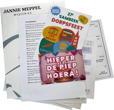 Jannie Meppel Mysteries: Drama op het Dorpsfeest - Moordspel & Detectivespel - Escape Roomspel voor thuis - Fictief moordmysterie