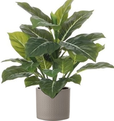 Mica Decorations Kunstplant Aroskelk - groen - H49 cm - in keramiek bloempot - taupe - D15 x H13 cm - Philodendron - Kamerplanten
