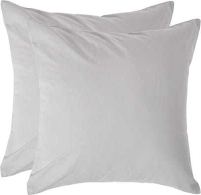 Homescapes Kussensloop 40x40 cm Set van 2 – Zilvergrijs – 100% Egyptisch Perkal Katoen – 200 TC