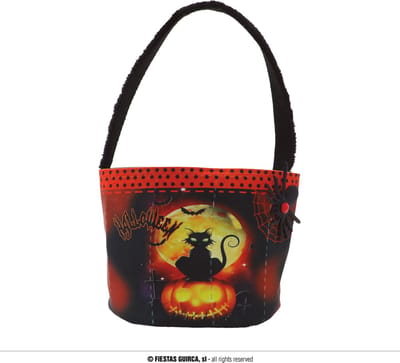Fiestas Guirca - Tasje Poempoen / kat trick or treat (35 cm) - Halloween - Halloween accessoires - Halloween verkleden