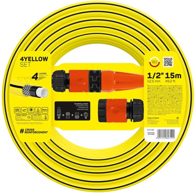 Cellfast - Tuinslang 4-lagige met Sproeier - Kruislings gevlochten - UV- en algenbestendig Max. 20 Bar Sprinkler 1/2" 15 m