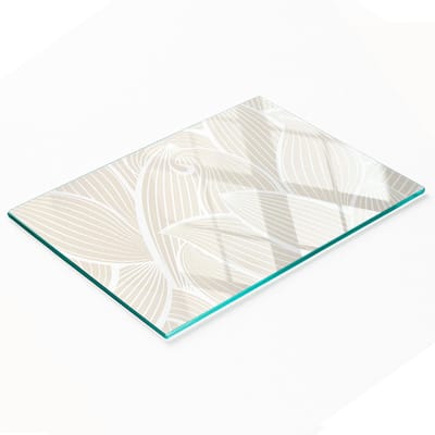 Multifunctionele decoratieve snijplank voor de keuken, gehard glas met bladmotief, 80x52 cm